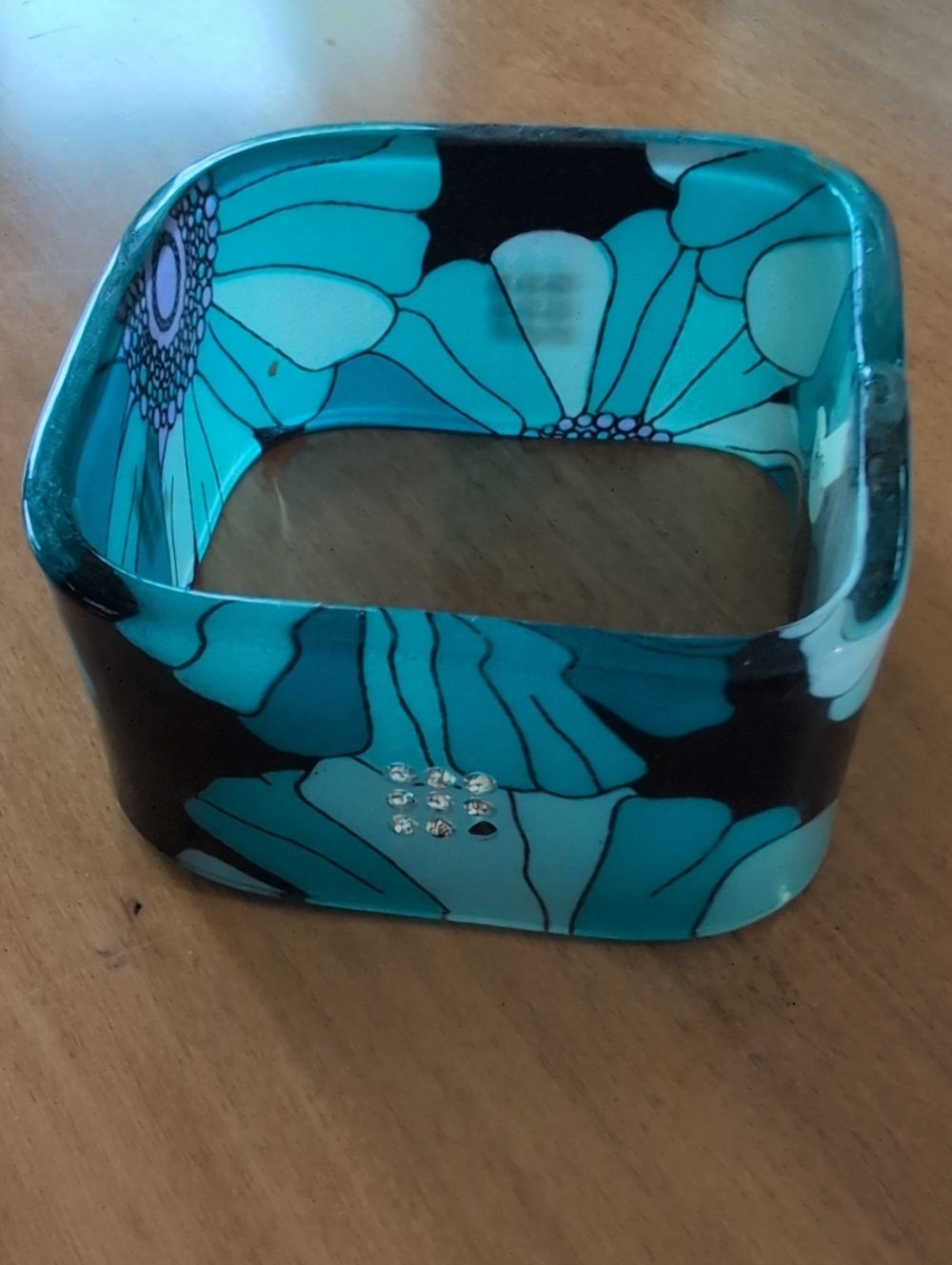 Women’s Floral Teal Resin Bangle Bracelet